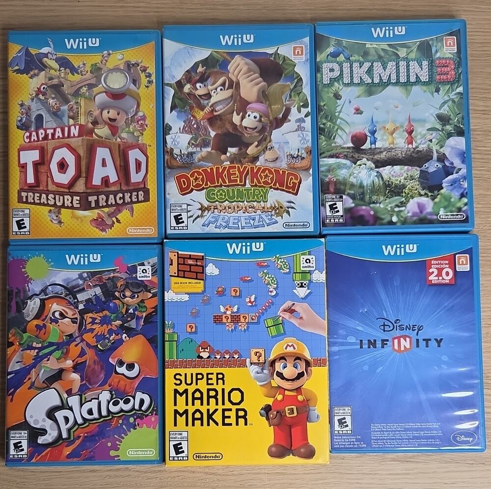 Nintendo Wii U Game Lot (6): Captain Toad, DK Tropical Freeze, Pikmin 3 + More
